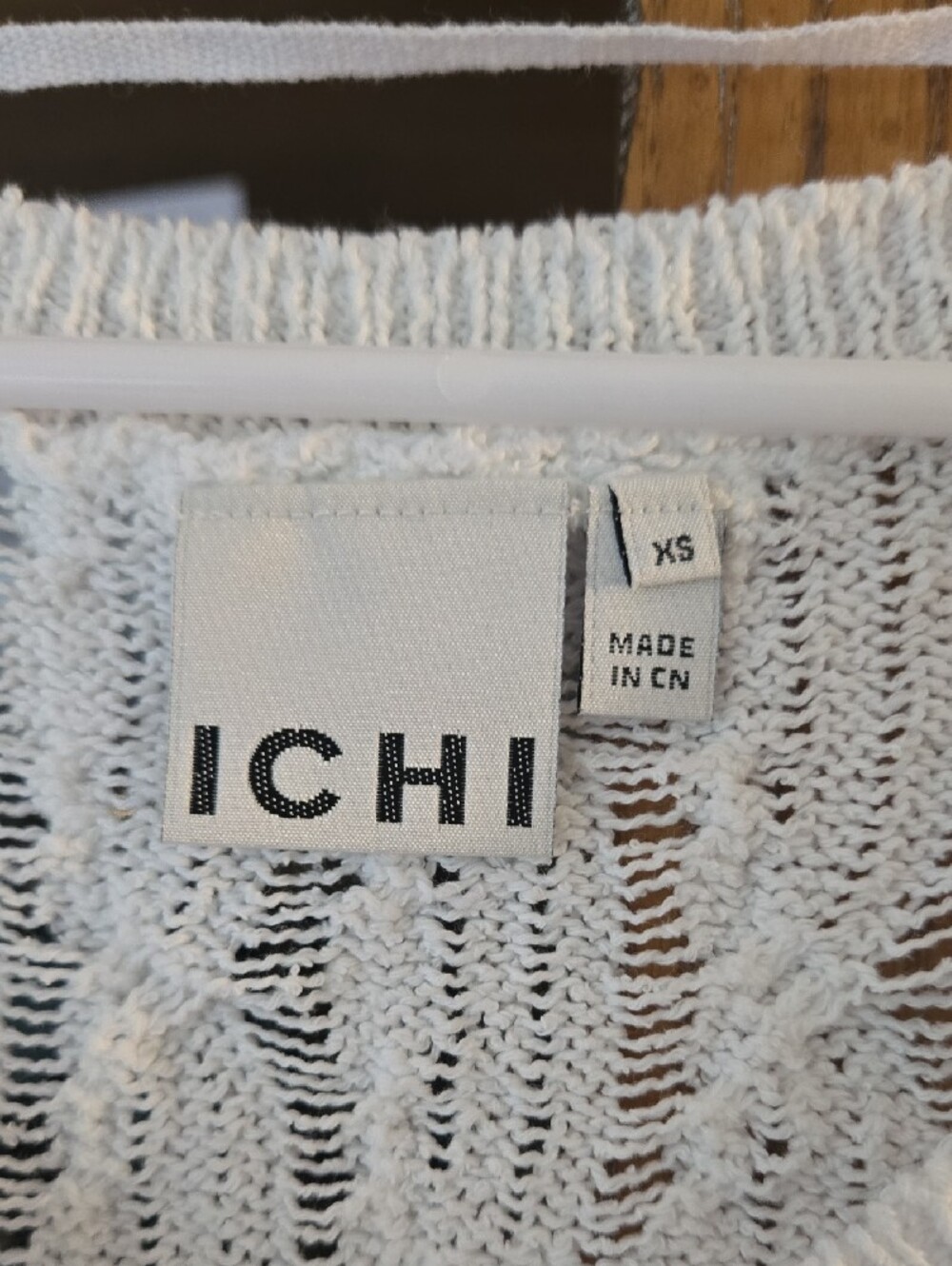 V-Neck Cable Knit Sweater in Cream by ICHI - Picture 2 of 5